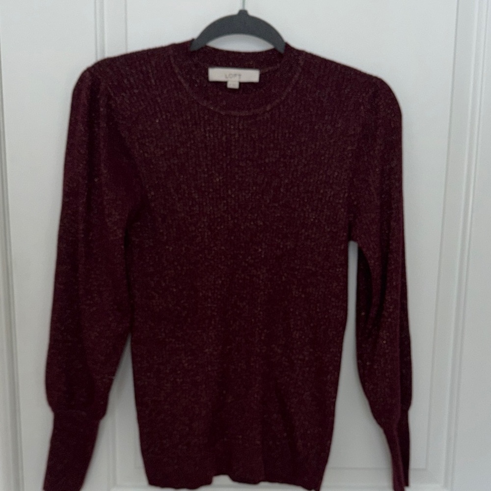 LOFT Deep Red Knit Sweater - Picture 3 of 4